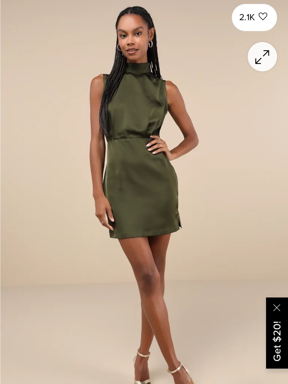 Mock neck satin mini NWT